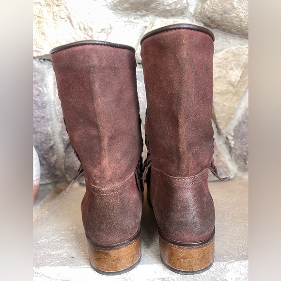 Brown Suede Leather Ankle boots Women's Engineer Moto Sz 36 5.5 Vero Cuoio Italy - Picture 6 of 11